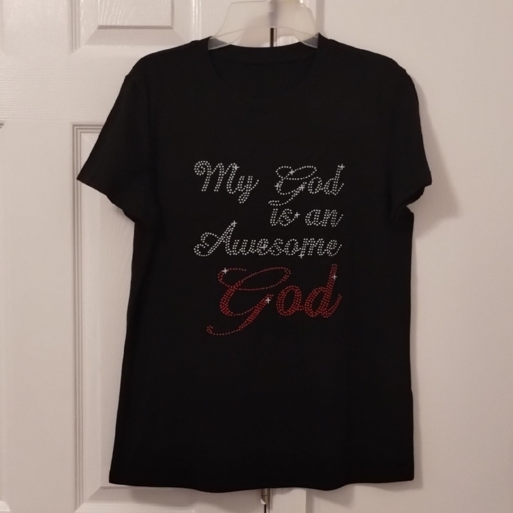 Inspirational Black Tee with Red and White Text